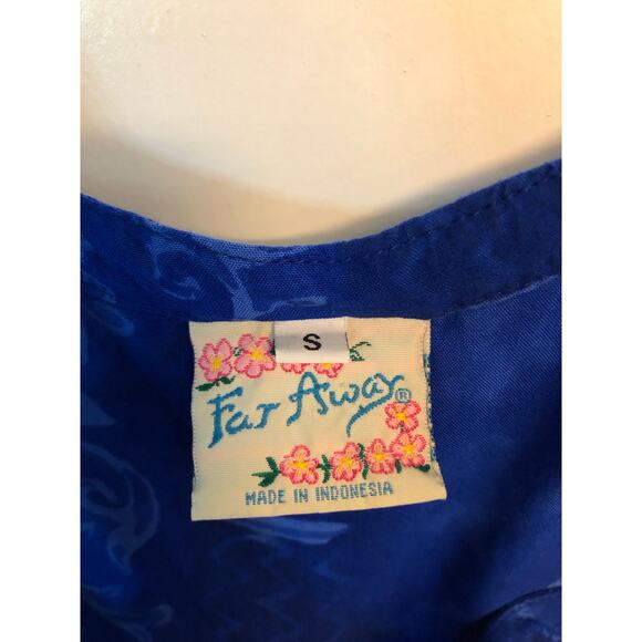 Far Away tropical floral print blue dress, size Small - Picture 5 of 5